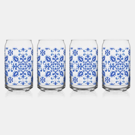 Portuguese Blue Tile Monogram  Dosenglas (Hinten)