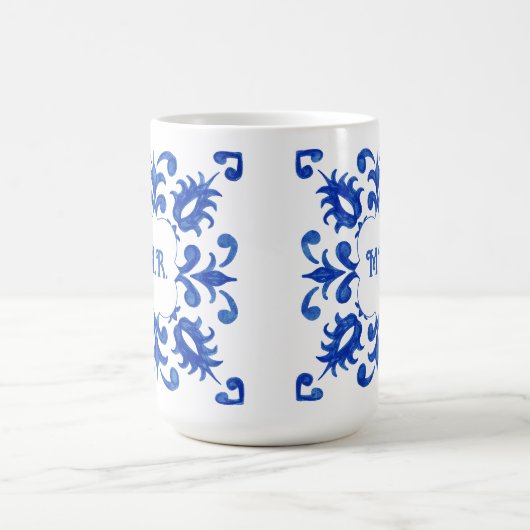 Portuguese Blue Tile Monogram  Kaffeetasse (Mittel)