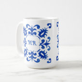 Portuguese Blue Tile Monogram  Kaffeetasse (Vorderseite Links)