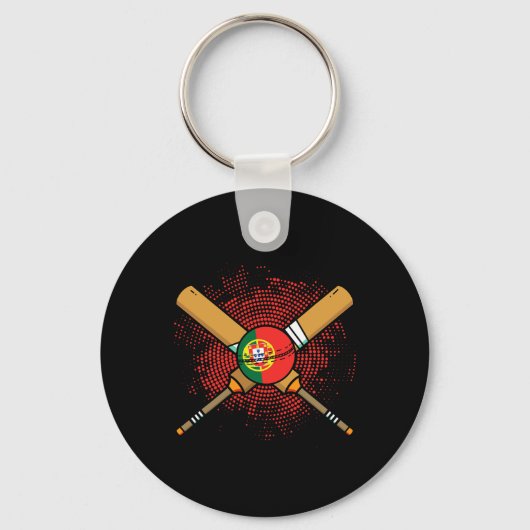 Portuguese Cricket Racket And Ll Flag Of Portugal Schlüsselanhänger (Vorderseite)