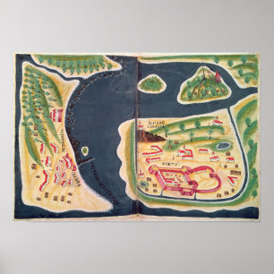 Portuguese exploration map of Mombassa Poster