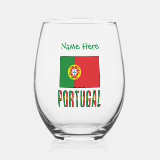 Portuguese Flag Green Personalized Weinglas Ohne Stiel