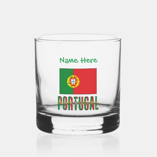 Portuguese Flag Green Personalized Whiskyglas (Vorderseite)
