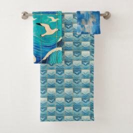 Portuguese Ocean Waves & Seagulls Towel Set – Coas