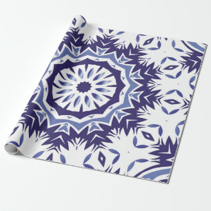 Portuguese ornamental azulejo ceramic. Minimal des Geschenkpapier