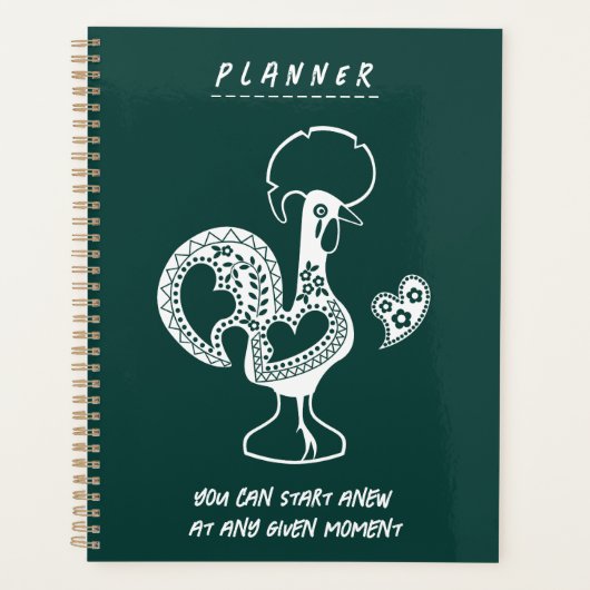  Portuguese Rooster Modern Silhouette with quote Planer (Vorderseite)