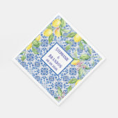 Portuguese Tiles Lemons Mediterranean Wedding Serviette (Ecke)