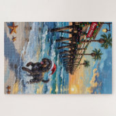 Portuguese Water Dog Christmas Beach Boardwalk Puzzle (Horizontal)