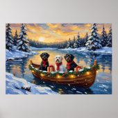 Portuguese Water Dog Christmas Boat Holiday Poster (Vorne)
