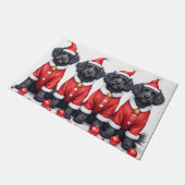 Portuguese Water Dog Christmas Dress Santa Hat Fußmatte (Schrägansicht)