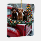 Portuguese Water Dog Christmas Red Truck Holiday Keramikornament (Rechts)