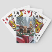 Portuguese Water Dog Christmas Red Truck Holiday Spielkarten (Rückseite)