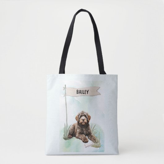 Portuguese Water Dog Watercolor Personalized Dog Tasche (Vorderseite)