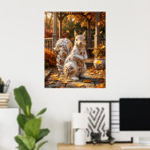 Porzellan Eichhörnchen Eichen Garten Poster (Heimbüro)