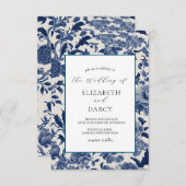 Porzellan Elegance Blauer Hochzeitstag Einladung (Vorne/Hinten)