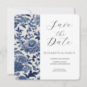 Porzellan Eleganz: Blaue Blumen Hochzeit Save The Date