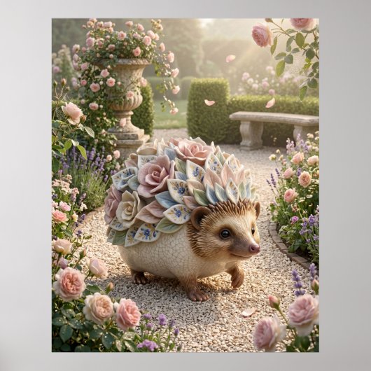 Porzellan-Igel-Garten-Glanz Poster (Vorne)