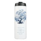 Porzellan-Inspiriert Chinoiserie Tree Motif ID1094 Thermosbecher (Vorderseite)