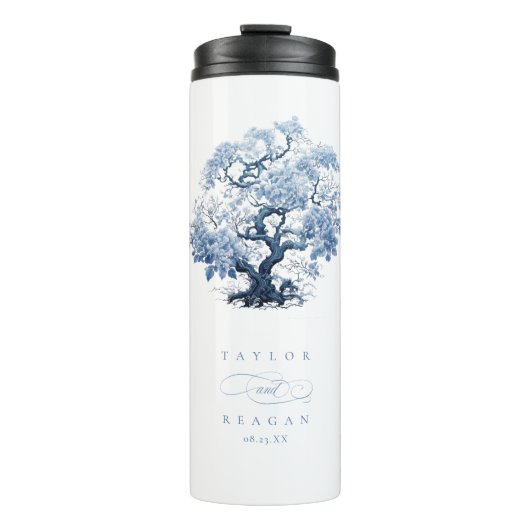 Porzellan-Inspiriert Chinoiserie Tree Motif ID1094 Thermosbecher (Vorderseite)