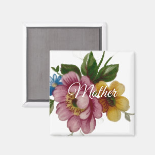 Porzellan-inspirierte Blumen  Magnet