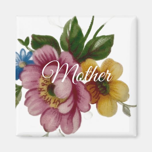 Porzellan-inspirierte Blumen  Magnet (Vorne)