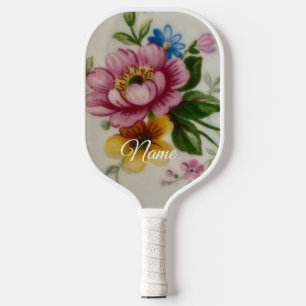 Porzellan inspiriertes Floraldesign  Pickleball Schläger