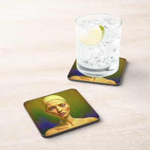 Porzellan-Soul - Farbiges Portrait Getränkeuntersetzer