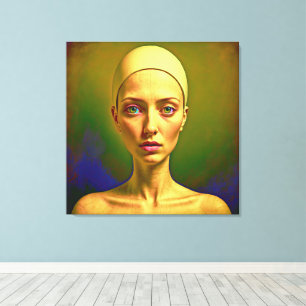 Porzellan-Soul - Farbiges Portrait Leinwanddruck