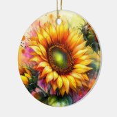 Porzellandekoration - Gelbe Sonnenblumen Keramik Ornament (Links)