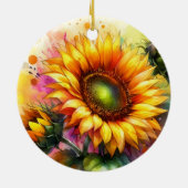 Porzellandekoration - Gelbe Sonnenblumen Keramik Ornament (Hinten)