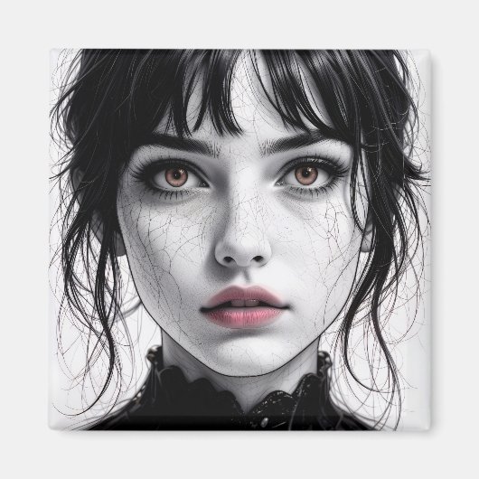 Porzellangesicht mit gefesseltem Herzen. Magnet (Vorne)