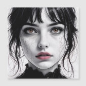 Porzellangesicht mit gefesseltem Herzen. Magnetkarte (Vorderseite)