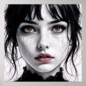 Porzellangesicht mit gefesseltem Herzen. Poster (Vorne)