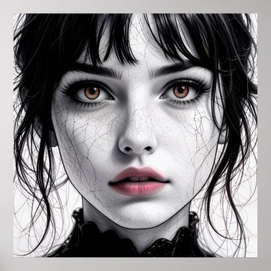 Porzellangesicht mit gefesseltem Herzen. Poster (Vorne)