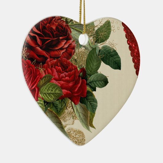 Porzellanherz der Rose Keramik Ornament (Rechts)