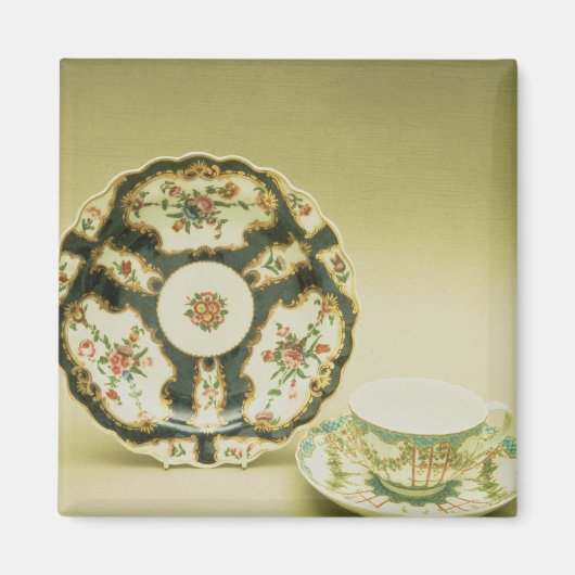 Porzellanplatte Worcester mit blauer Dekoration Magnet (Vorne)