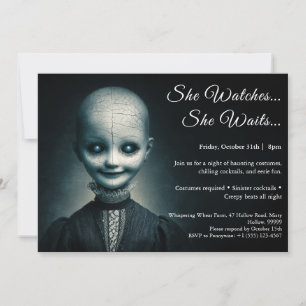 Porzellanpuppen-Halloween-Kostenparty-Einladung Einladung