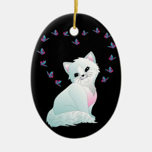 Porzellanschmuck aus Kätzchen und Schmetterlingen Keramik Ornament