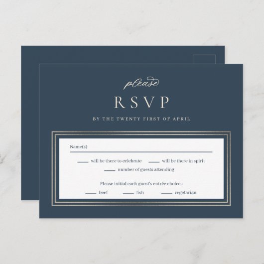POS Border Wedding RSVP Antwortkarte Postkarte (Vorne/Hinten)