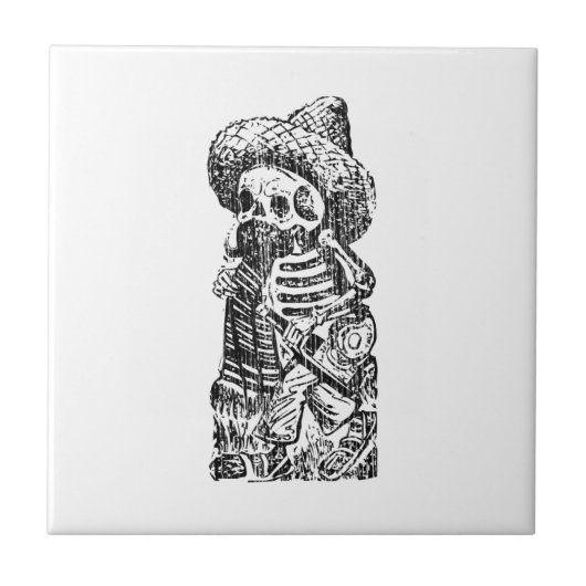 Posada Calavera mit dem Schnurrbart und Tequila Fliese (Vorderseite)
