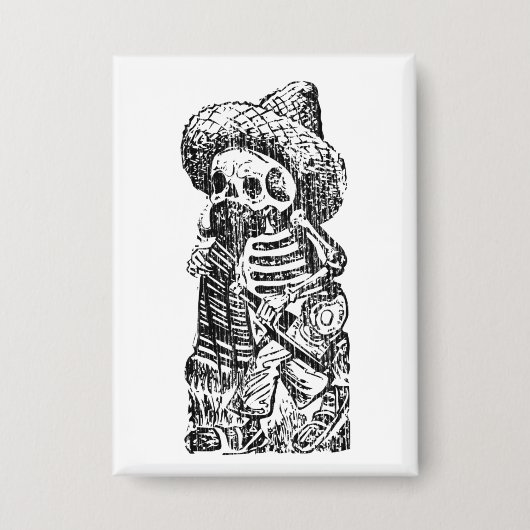 Posada Calavera mit Schnurrbart und Tequila Button (Vorderseite)