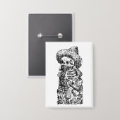 Posada Calavera mit Schnurrbart und Tequila Button (Vorderseite/Rückseite)