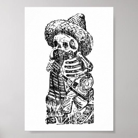 Posada Calavera mit Schnurrbart und Tequila Poster (Vorne)