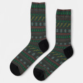 Posaune hässliches Weihnachtspullover-Muster Feier Socken (Linkes Detail)