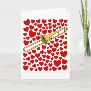Posaune mit Herzen Valentinstag Jubiläumskarte Feiertagskarte