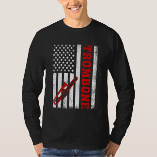 Posaune Retro Amerikanische Flagge Posaune 4. Juli T-Shirt