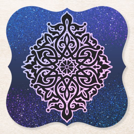 Posavasos de cartón azul con purpurina untersetzer (Vorderseite)