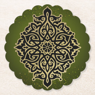Posavasos de cartón verde con decoración untersetzer