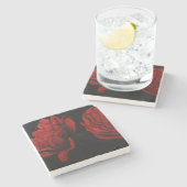 Posavasos de piedra con rosas rojas steinuntersetzer (Seitenansicht)