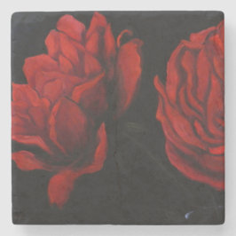 Posavasos de piedra con rosas rojas steinuntersetzer